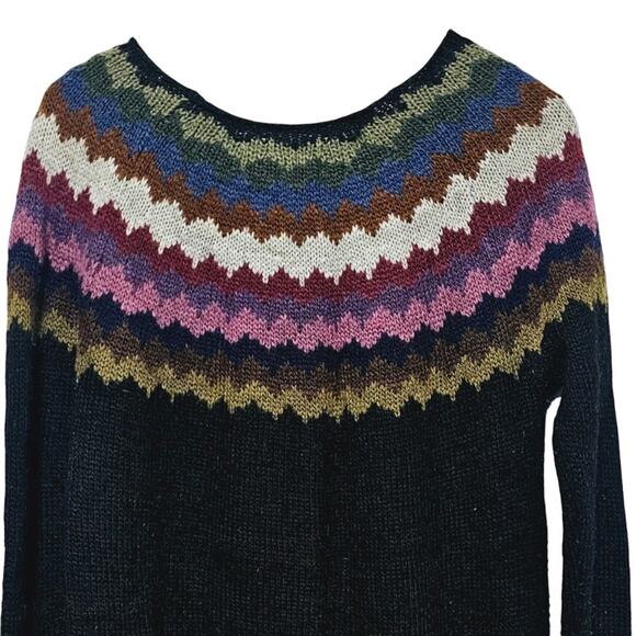 American Eagle Ahh-mazingly Soft Rainbow Yoke Fair Isle Crewneck Sweater Size M - Picture 5 of 9